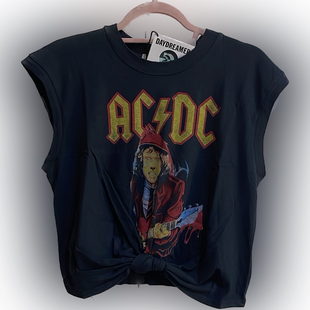 Daydreamer AC DC Tie Front T Shirt -Size M